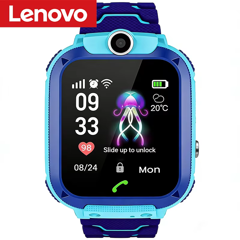 Montre intelligente pour enfants Lenovo avec suivi GPS, étanche, mini, avec carte SIM 4G, appel, cam