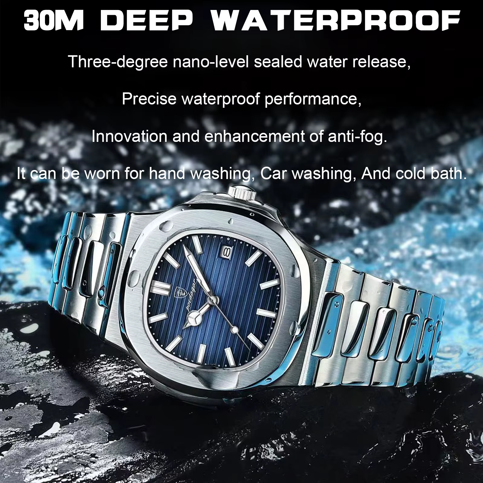 POEDAGAR marque de luxe hommes montre-bracelet à Quartz en acier inoxydable étanche lumineux Date ho