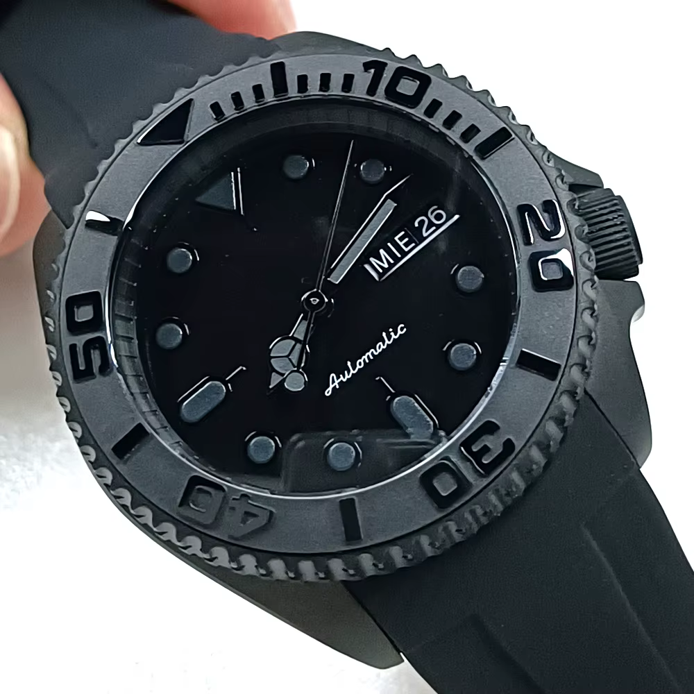 Montre étanche en acier inoxydable avec lunette en céramique, verre saphir convexe, montres haut de 