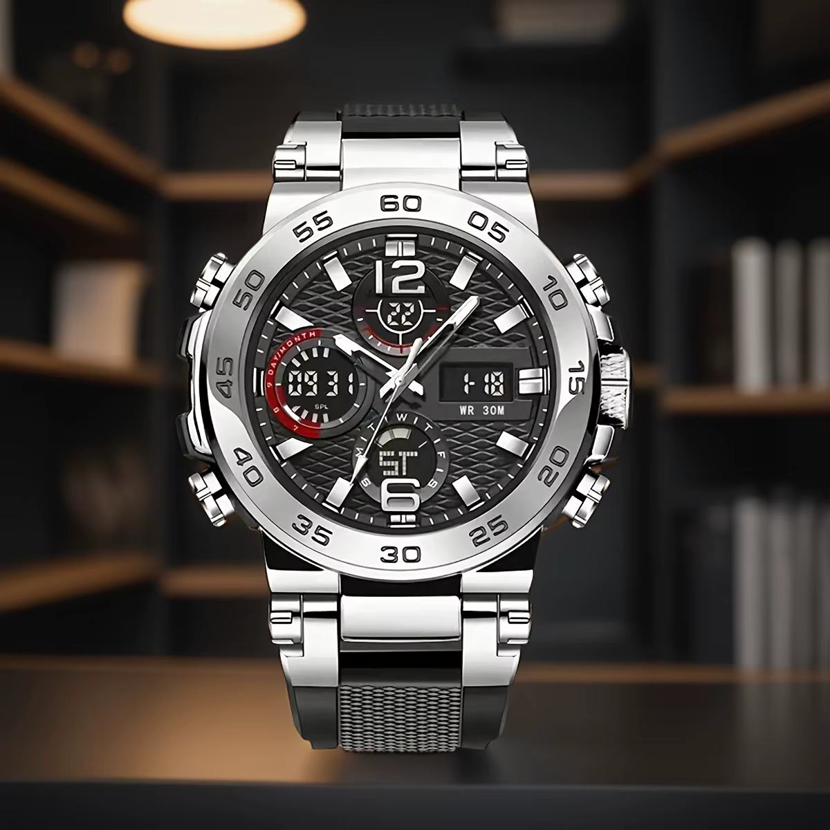 Montre numérique de style militaire à double affichage pour hommes avec réveil et minuterie - parfai