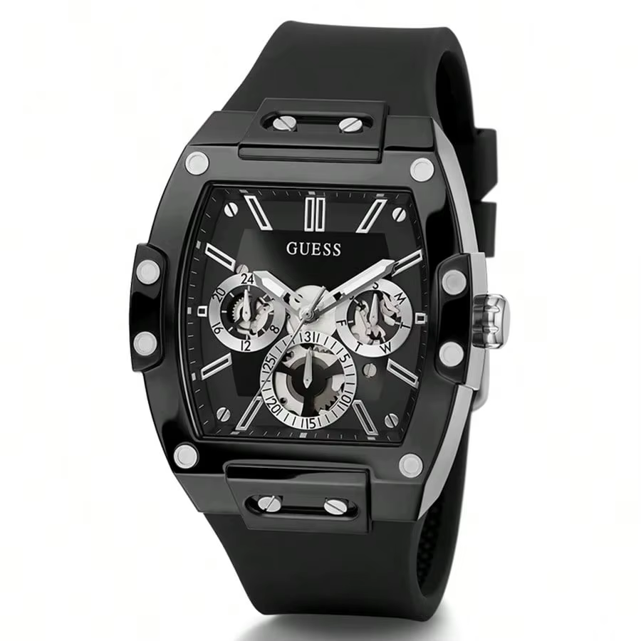 Montres GUESS pour Hommes, Luxe Original, Squelette Blanc, Tonneau, Multifonction, Chronographe à Qu