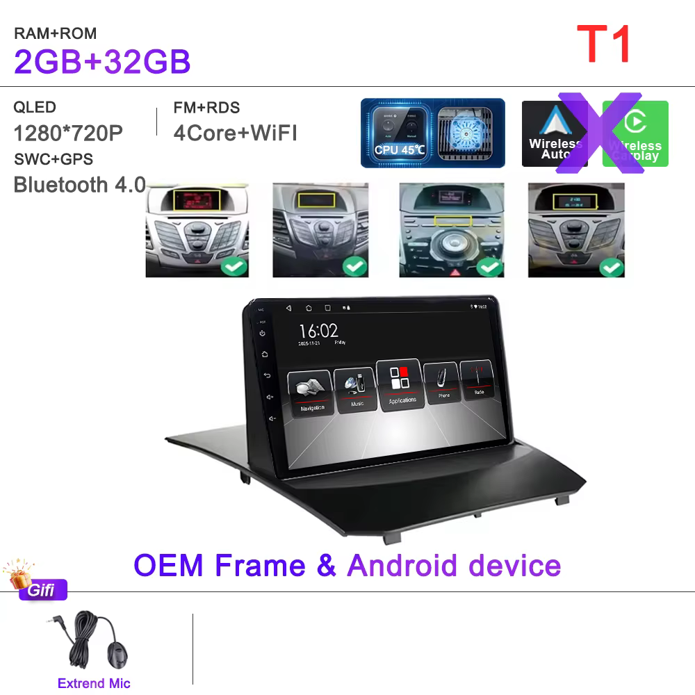 Autoradio GPS Android 16 pour Ford Fiesta MK6 MK7 2009 2010 - 2017, Navigation GPS, Lecteur Multiméd