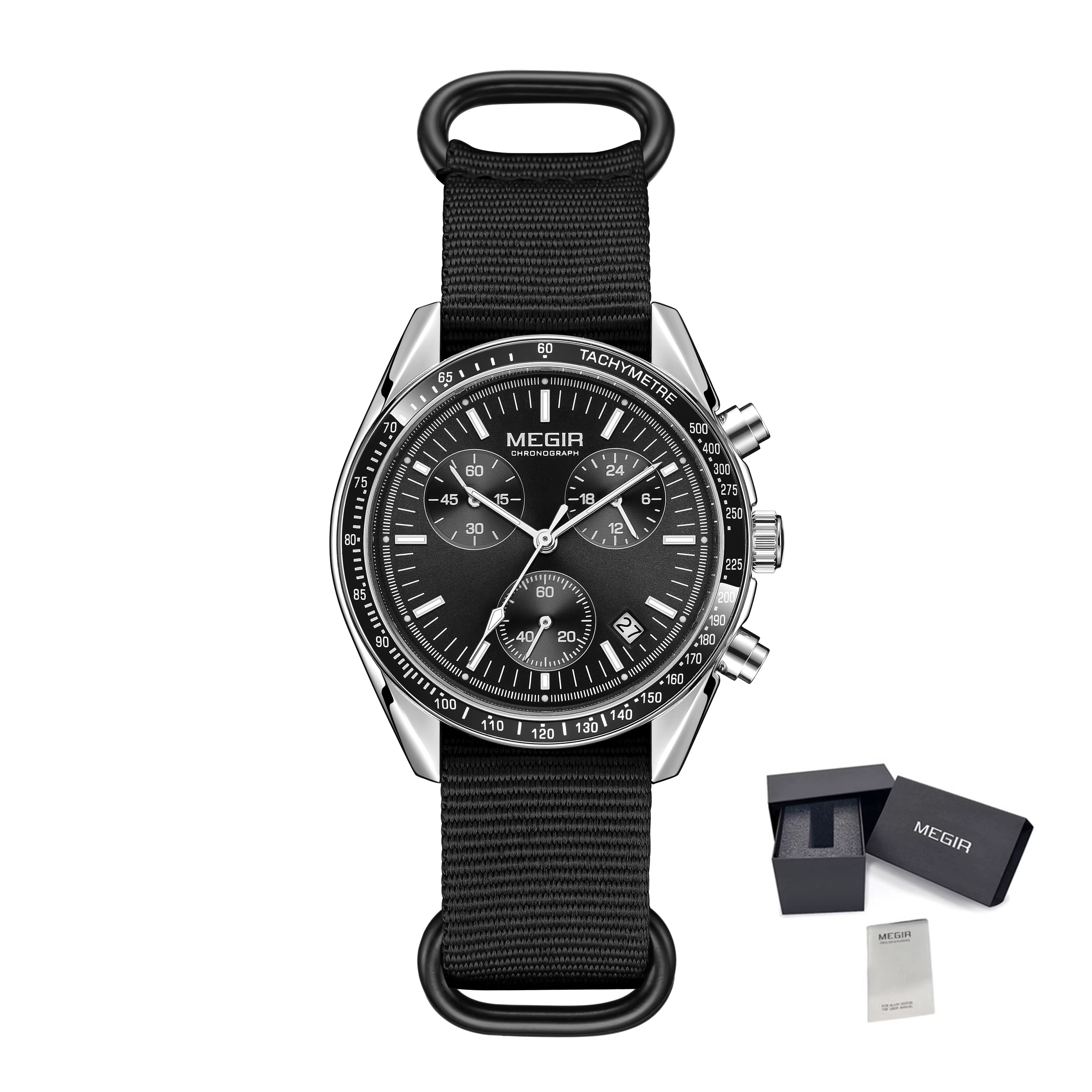 MEGIR montres à Quartz de luxe pour hommes bracelet en toile bleue Sport loisirs chronographe lumine