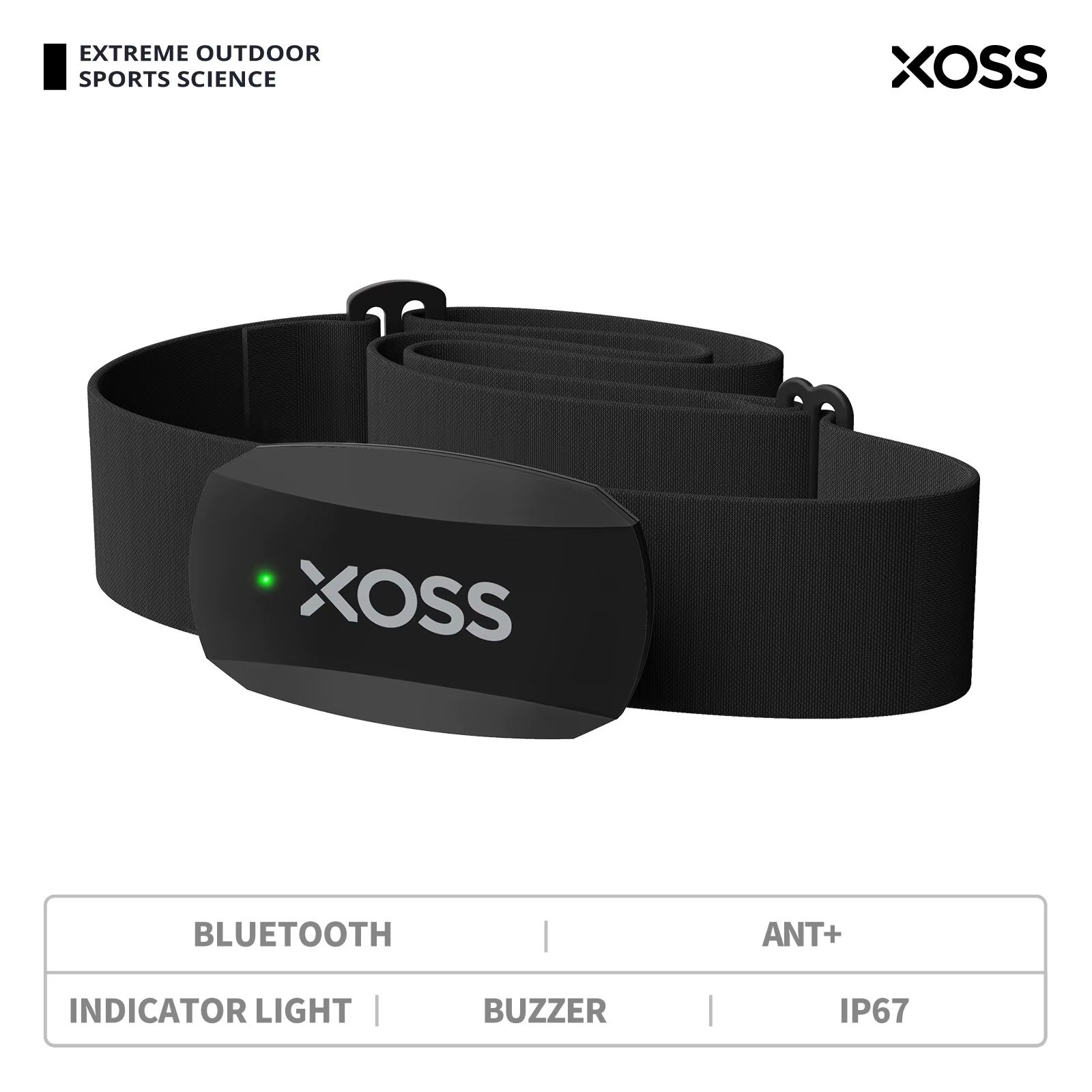 XOSS X2-Sangle de poitrine avec moniteur de fréquence cardiaque, capteur de fitness intelligent sans