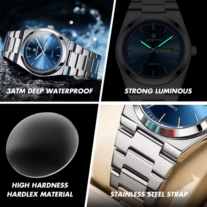 PAAZOMU luxe Quartz homme montre-bracelet Sport hommes montres étanche lumineux Date semaine acier i