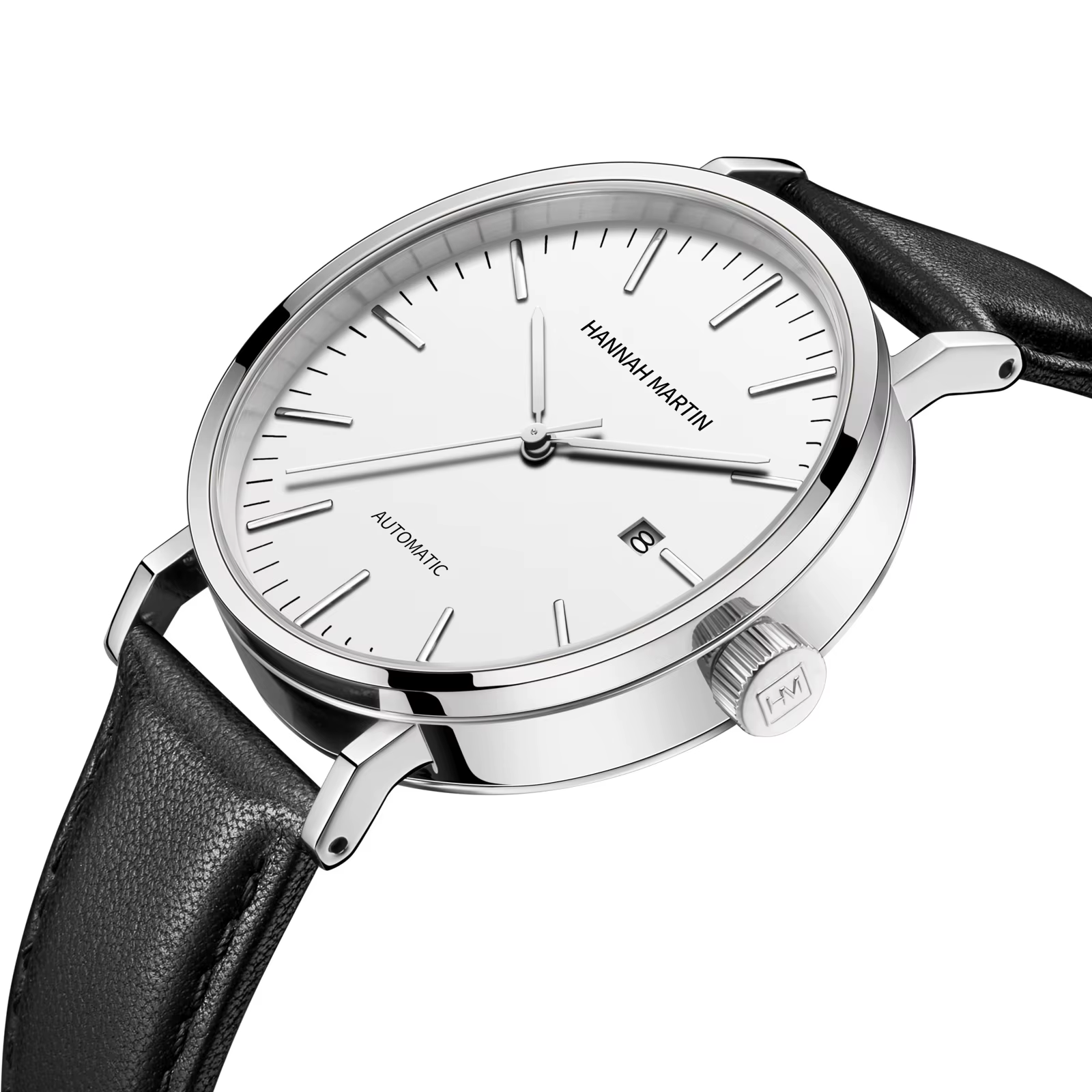 HANNAH MARTIN montre pour hommes de luxe en cuir affaires 8215 automatique mécanique hommes horloge