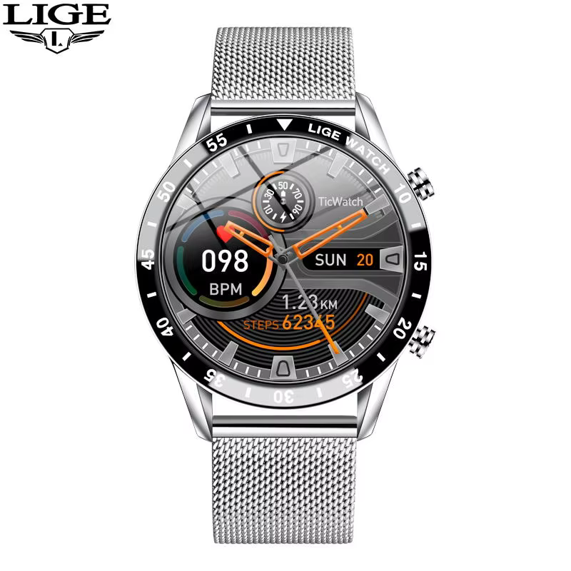 LIGE-Montre intelligente étanche pour homme, écran tactile cercle complet, appel Bluetooth, activité