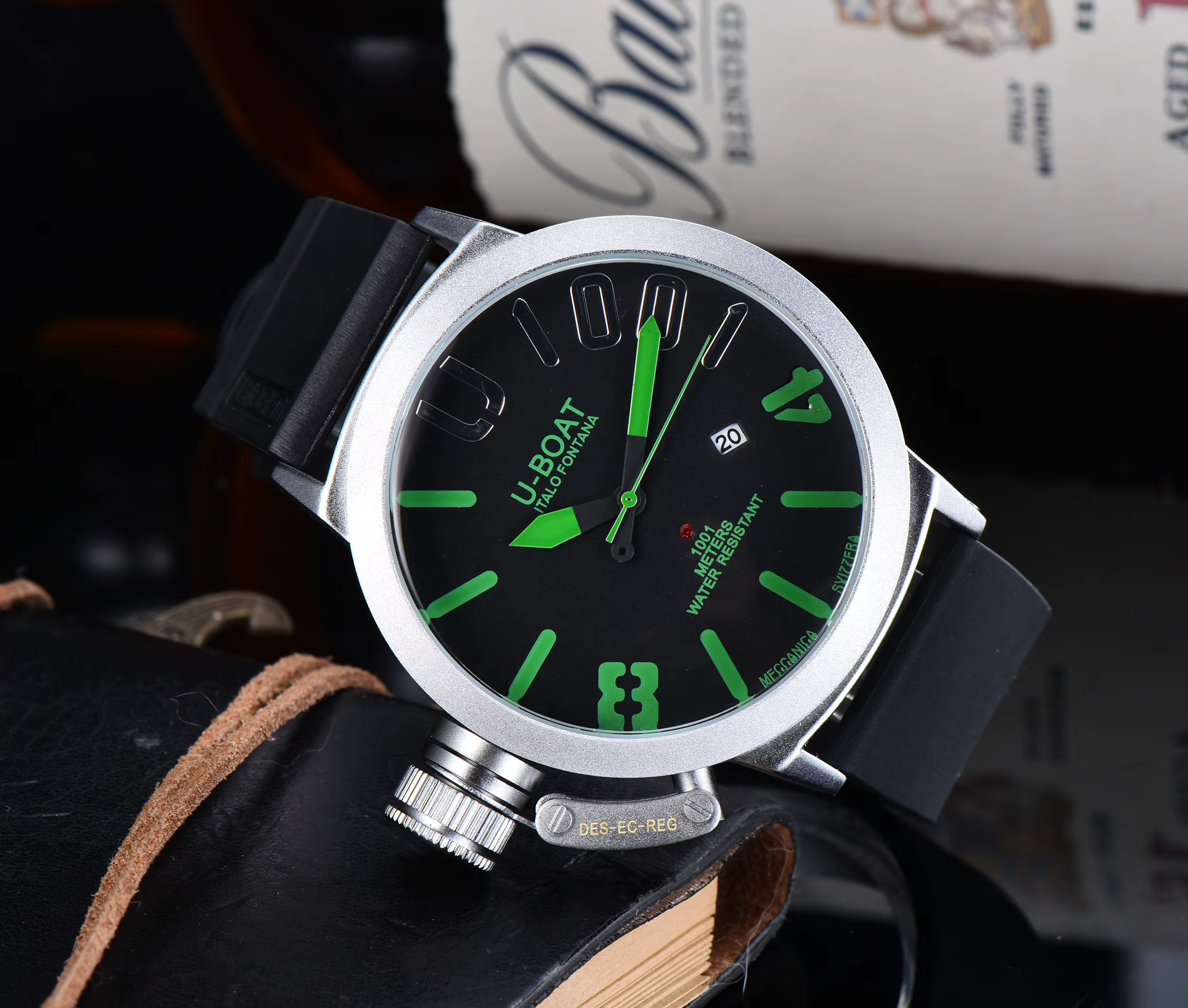Montre-bracelet sport chronographe à quartz pour homme U-BOAT, boîtier en acier inoxydable massif, m