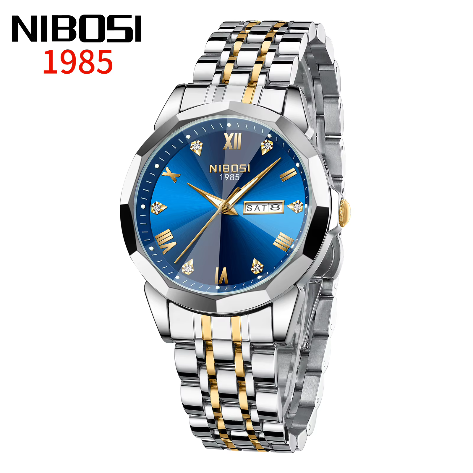NIBOSI-Montres mécaniques automatiques étanches pour hommes, acier inoxydable, date et calendrier, m