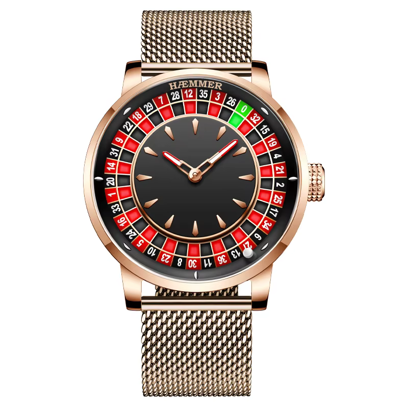 HAEMMER Design haut de gamme nouvelle montre mécanique NH35 cadran rotatif Las Vegas Roulette thème 
