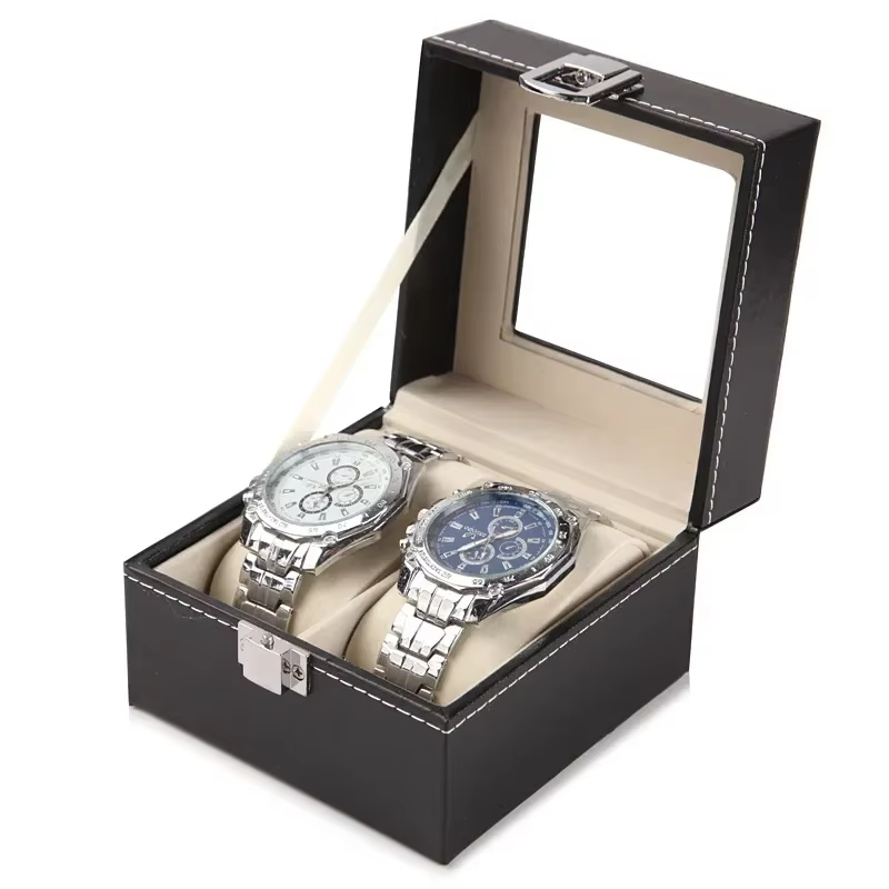 Boîte de montre en cuir PU 2/3/4/5/6/8/10/12 fentes, vitrine de montre pour hommes, organisateur boî