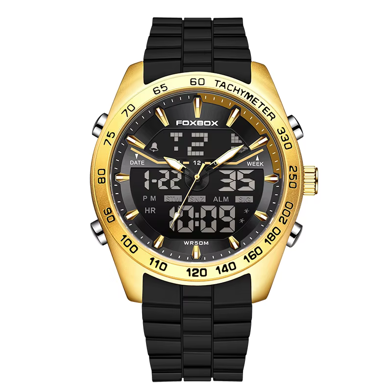 Montre chronographe de luxe pour homme FOXBOX, sportive, décontractée, étanche, à quartz, numérique,