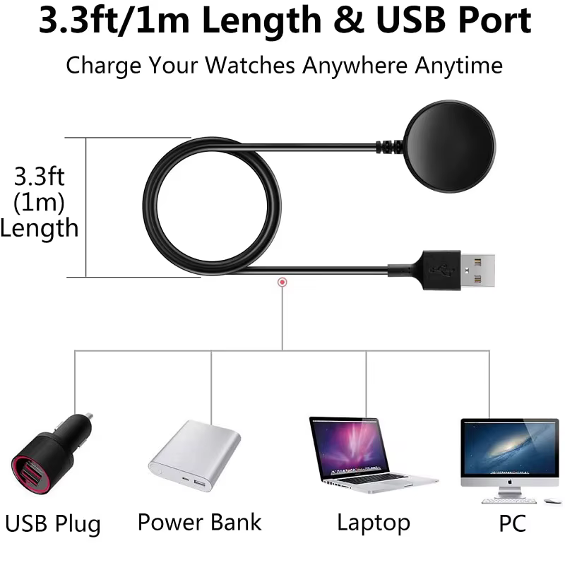 Câble de chargeur pour Samsung Galaxy Watch 6, 5, 5Pro, 4 Classic, 41mm, 46mm, Active 2, 40mm, 44mm,