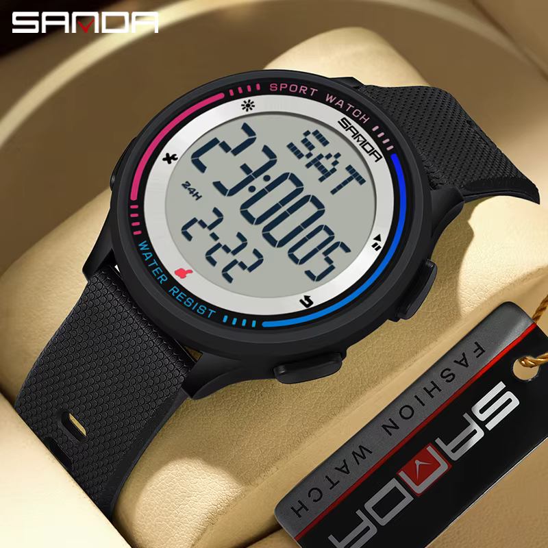 SANDA montre pour hommes fonctions multiples Sports de plein air chronomètre étanche mouvement numér