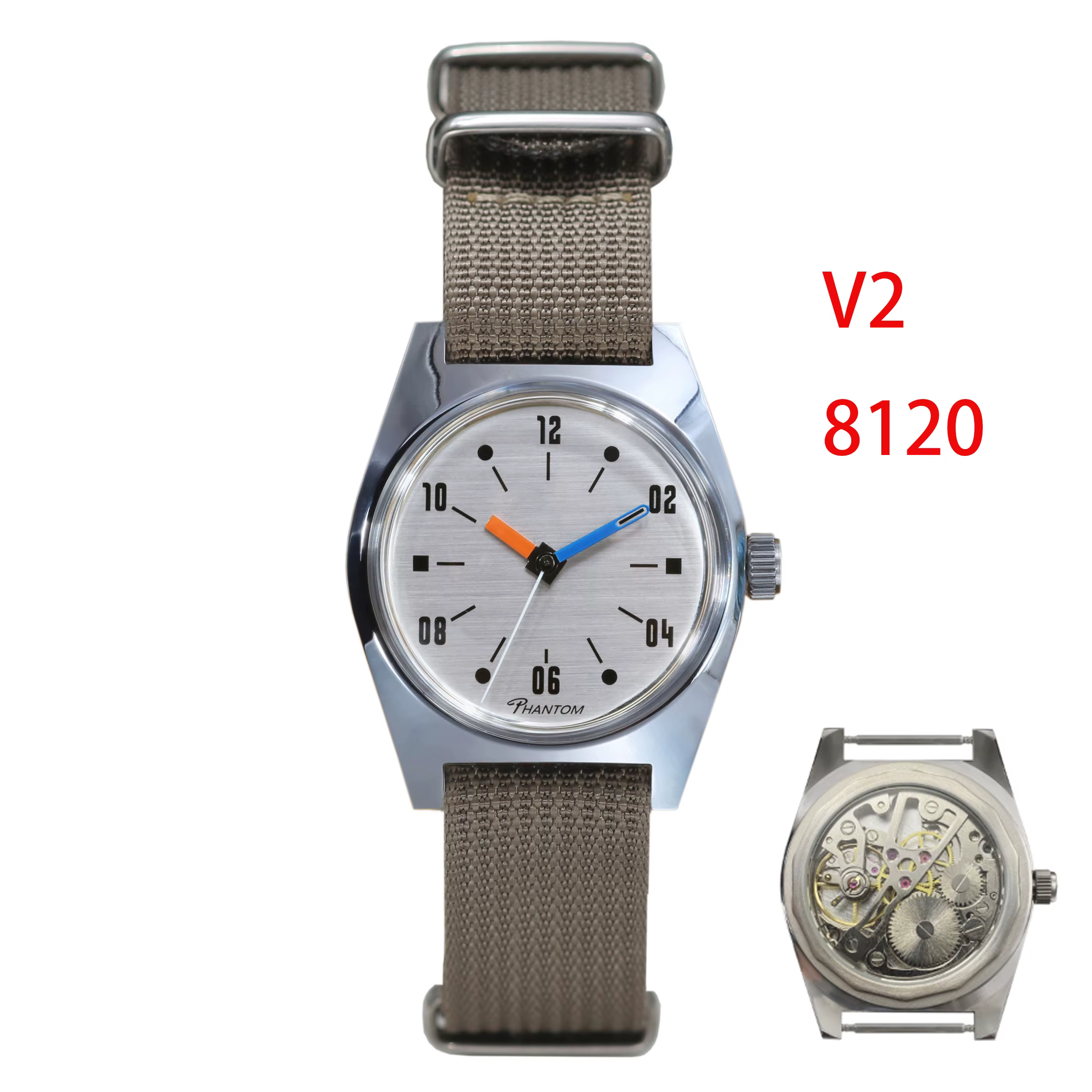 PHANTOM montre mécanique pour hommes 36MM montre de couple minimaliste 7120 mouvement manuel miroir 
