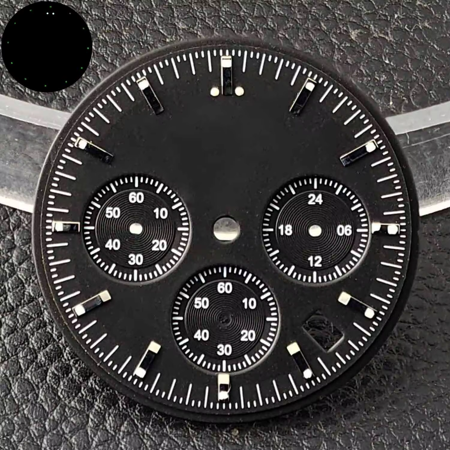 Cadran de chronographe Vk63, 32.5mm, cadran de montre lumineux vert adapté au mouvement Vk63, access