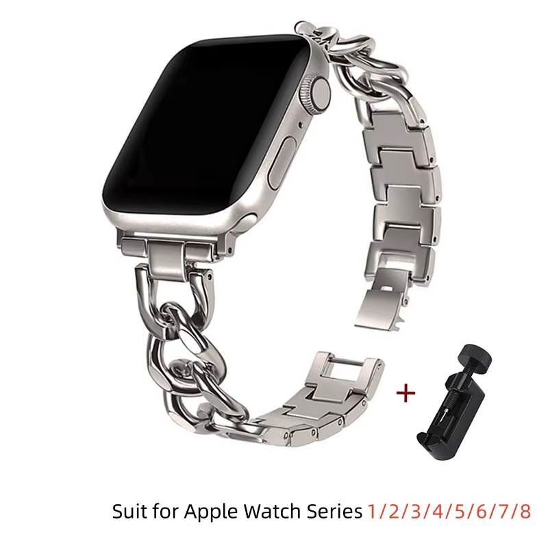 Bracelet pour Apple Watch 44 49 40 45 42 46, bracelet de montre en chaîne métallique pour femme, bra