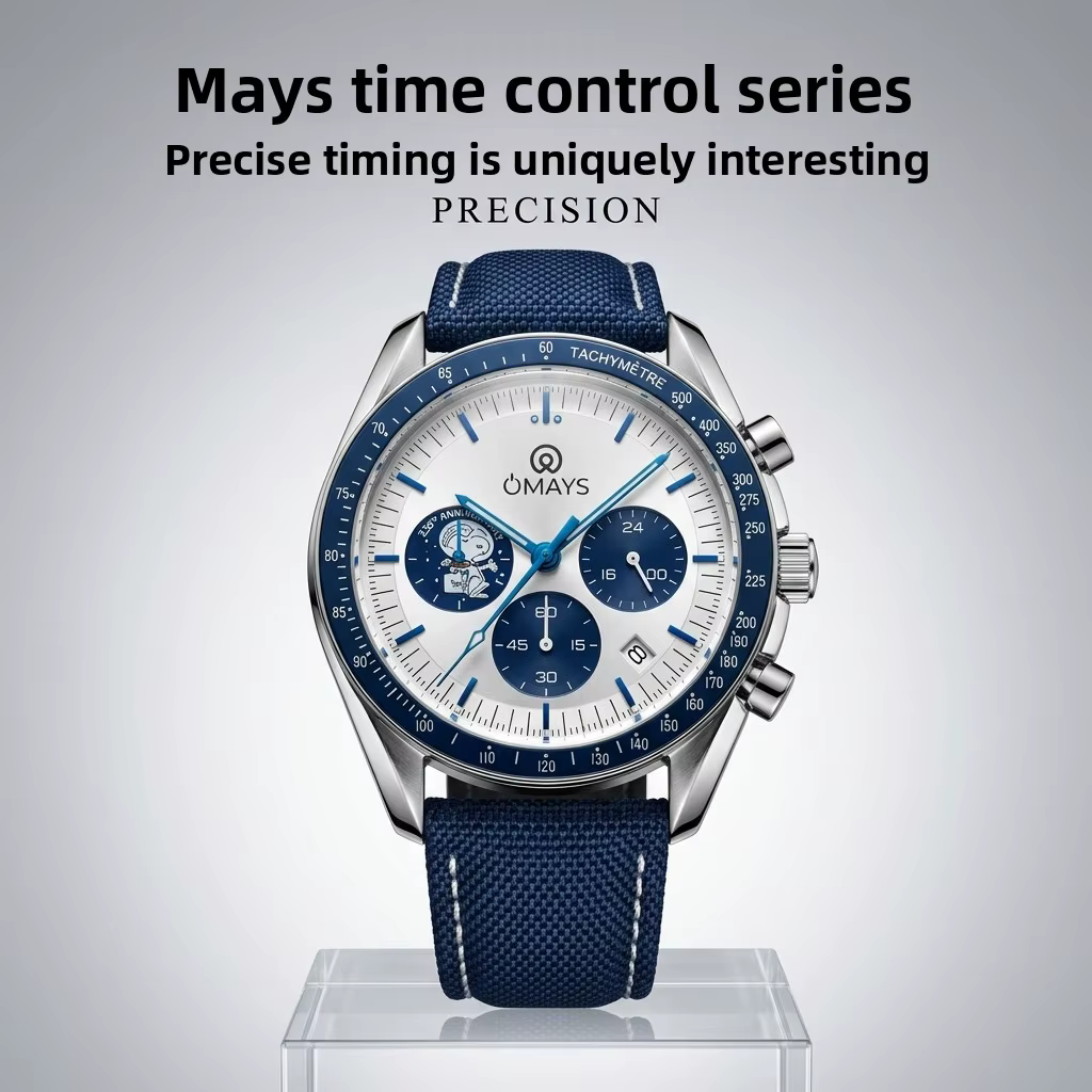 Montre de sport de luxe pour homme OMAYS, édition 50e anniversaire, bracelet en nylon bleu, montre-b