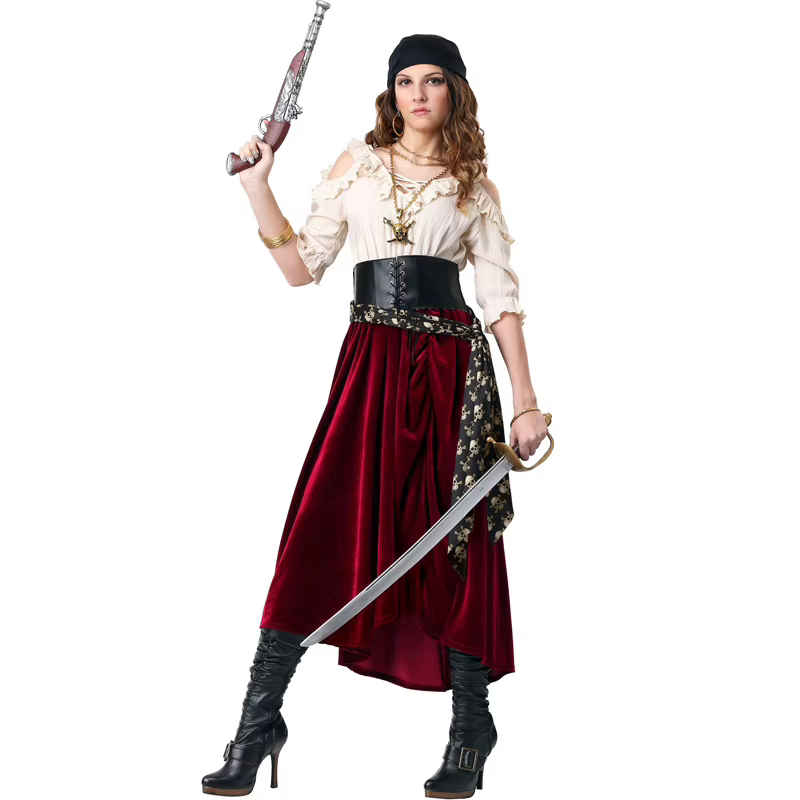 Costume de Capitaine Pirate pour Femme, Haut Irrégulier, Tenue de Fête de Haute Qualité pour Jeu de
