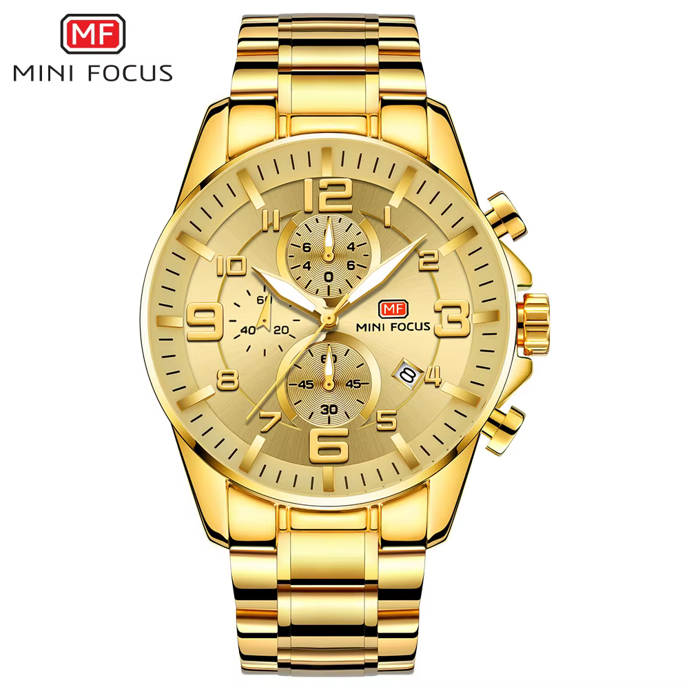 Montre chronographe de luxe pour homme, mouvement à quartz, bracelet en acier inoxydable, cadran de 