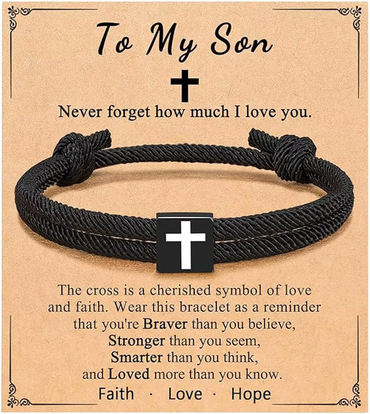 Bracelet pour fils panier de pâques, corde tressée, croix réglable, cadeaux de remise de diplôme, de