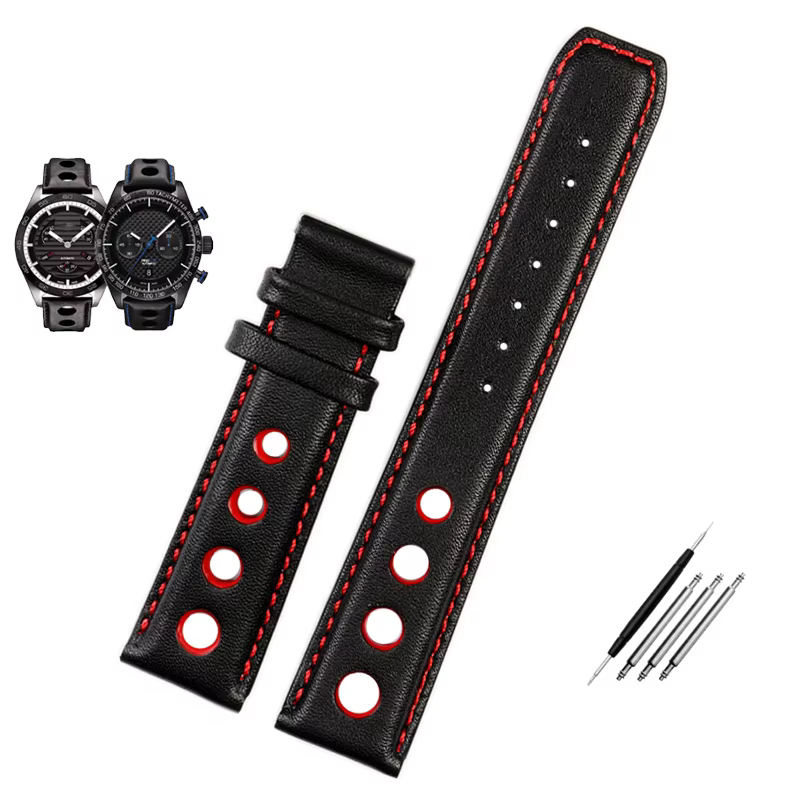Bracelet de montre en cuir véritable, 20mm, pour Tissot série PRS516, avec fermoir papillon, noir et