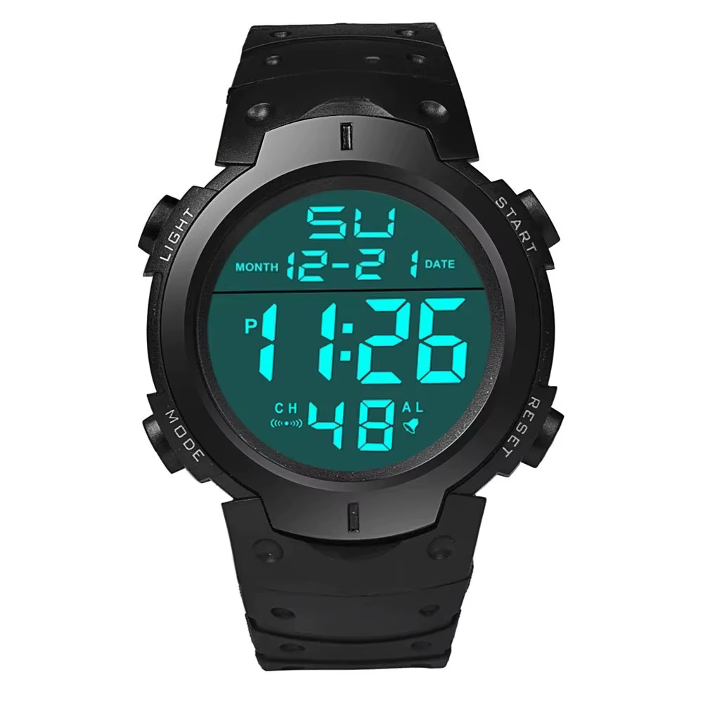 Montre numérique LED de Sport pour hommes, multifonctionnelle en caoutchouc, chronométrage d'athlète
