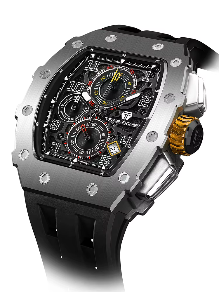 TSAR BOMBA Nouveau TB8204 montre pour hommes japon Quartz chronographe 50M étanche montre-bracelet m