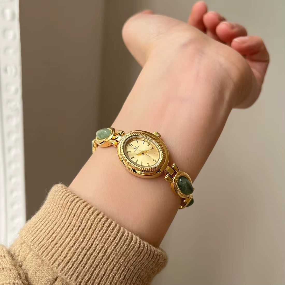 Montres de luxe haut de gamme pour femmes, bijoux verts élégants, Bracelet à Quartz en Jade, cadeau