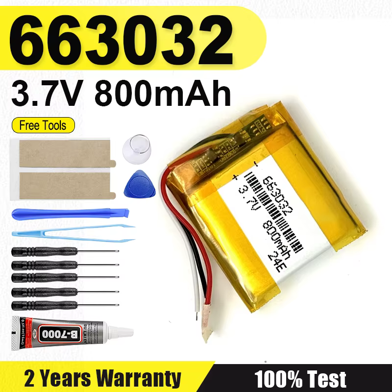 Batterie 663032 800mAh à 3 fils pour montre connectée, Li-ion intégré, haute qualité, en stock, avec