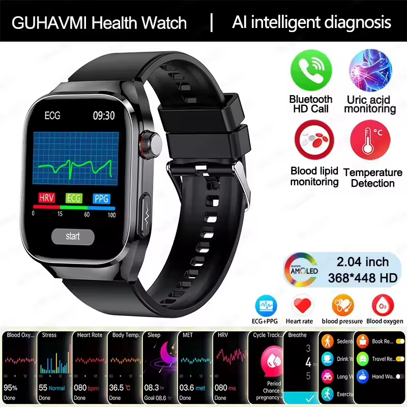 2025 nouveau ECG AI médecin diagnostic montre intelligente acide uriculaire lipides sanguins pressio