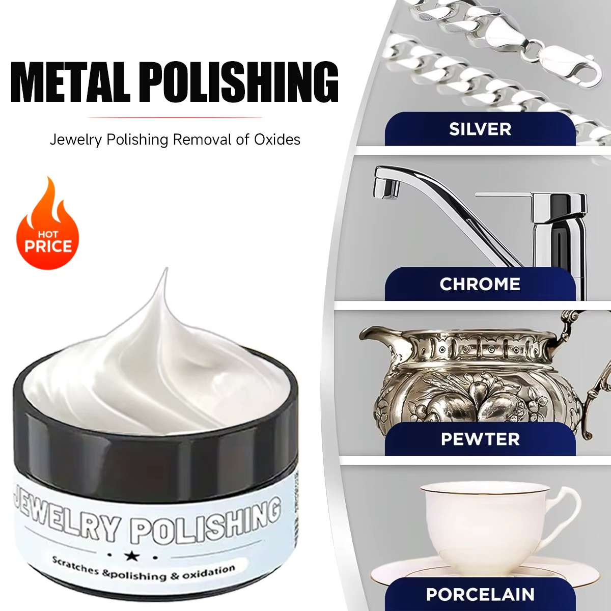Pâte à polir pour montres, élimine l'oxydation et la ternissure, restaurateur multi-surfaces pour mo