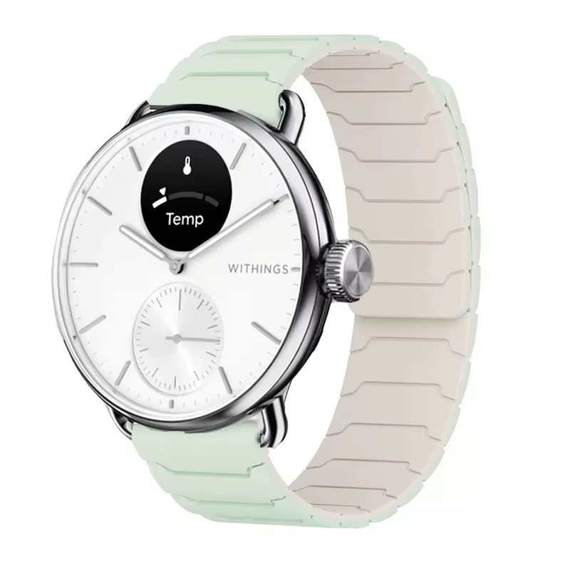 Bracelet magnétique en silicone de 20mm pour Withings ScanWatch 2 42mm/ScanWatch 42mm, bracelet de s