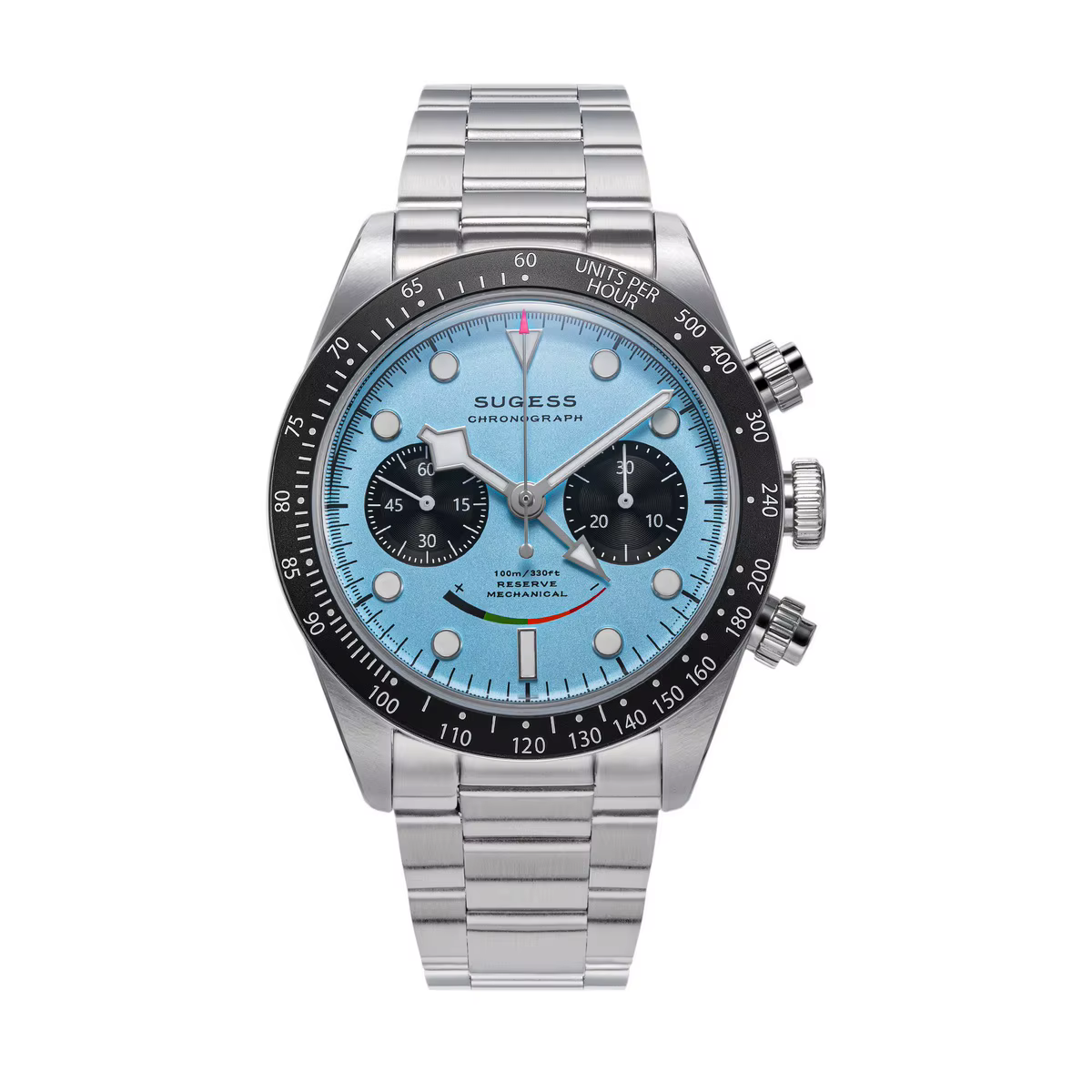 Montre chronographe pour homme Sugess ST1907, montre mécanique de pilote à col de cygne, verre saphi