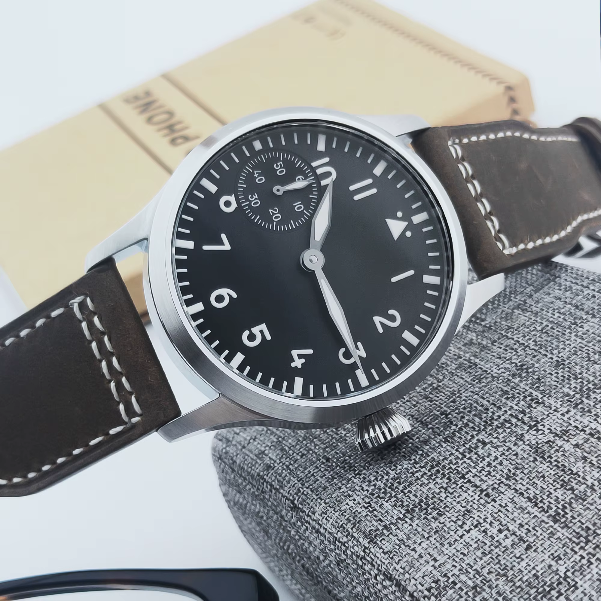 Montre pour homme Corgeut de luxe avec verre saphir, cadran de 42 mm, mouvement à remontage manuel S