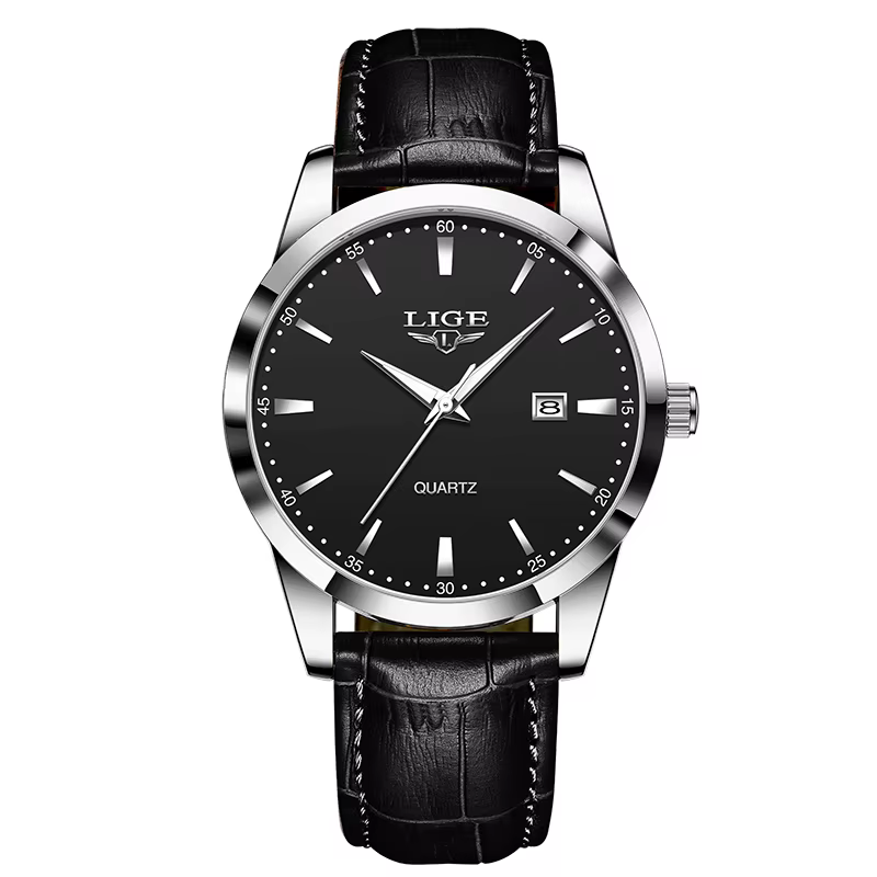 LIGE montre de sport pour hommes mode affaires en cuir Quartz montres pour hommes étanche lumineux c