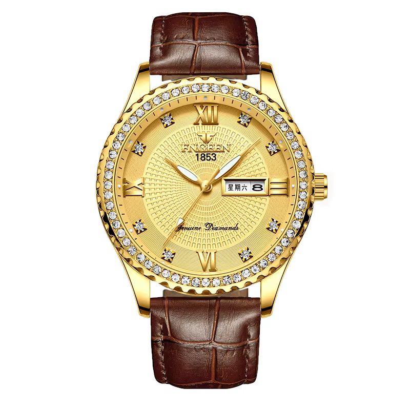 Montre homme BINBOND, précise, durable, quartz, luxe, lumineuse, étanche, affichage de la semaine, d