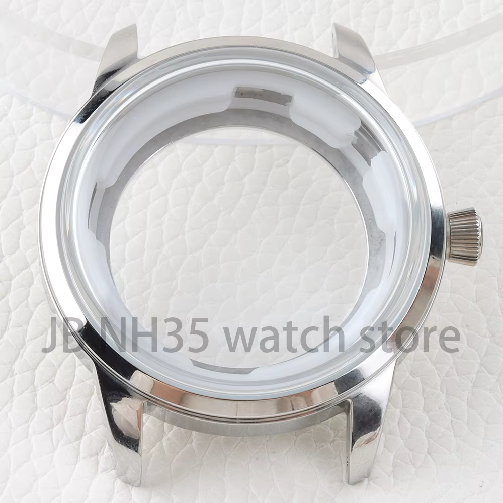 Boîtier de montre NH35 argent/or Rose 40mm, verre arqué solide en acier inoxydable 316L pour le prés