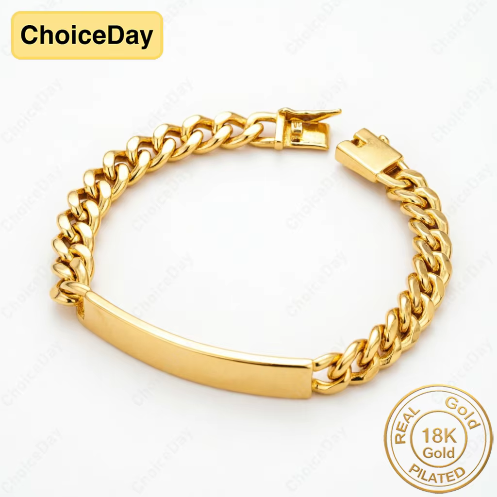 Bracelet géométrique exquis plaqué or 18 carats de 8 mm pour hommes et femmes, bijoux de mariage ten