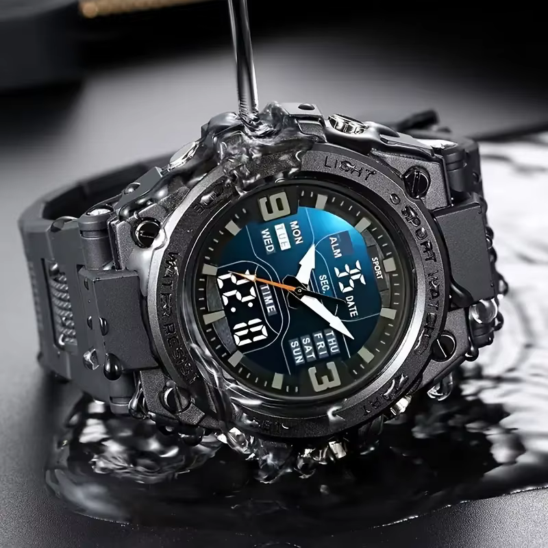 Montre à LED lumineuse à grand cadran, au design élégant, pour hommes, femmes et adolescents, avec d