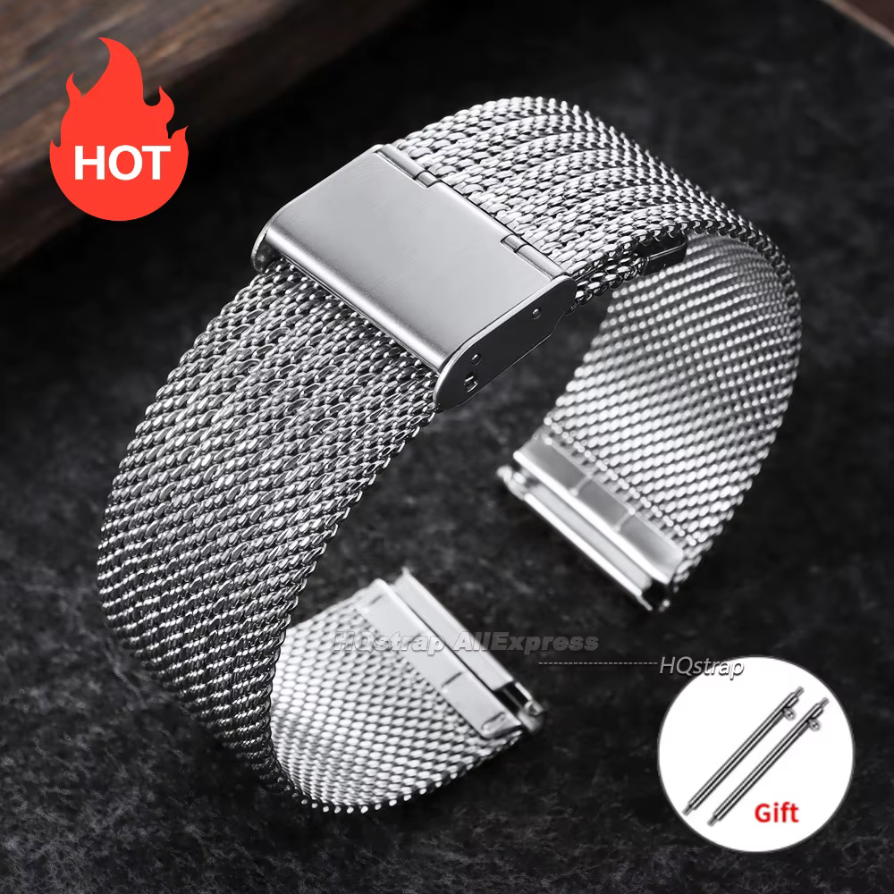Bracelet de montre en maille milanaise 0.6, 18mm 20mm 22mm, universel, pour Seiko, DW Sport, accesso
