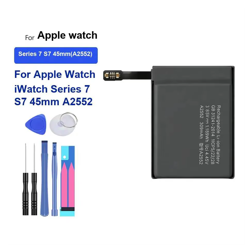 Batterie de rechange pour Apple Watch, pour iWatch série 7 S7, 45mm, A2552, 309mAh, alimentation fia