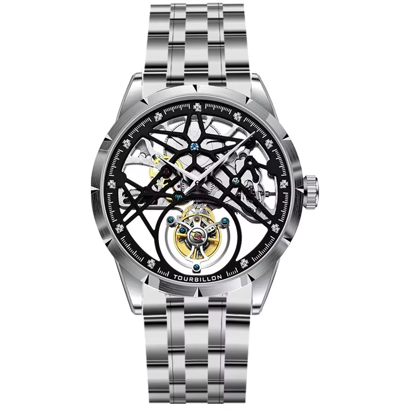 JINLERY mode véritable Tourbillon montre homme luxe squelette montres pour hommes montre-bracelet mâ