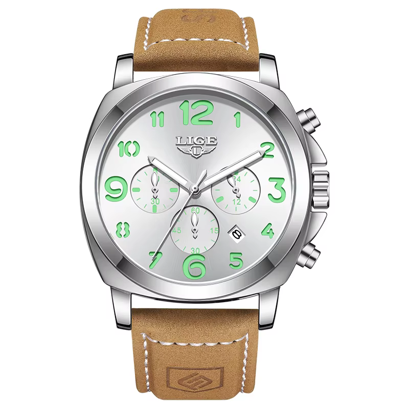 Montre militaire de luxe LIGE pour homme, étanche, lumineuse, avec date, chronographe, montre sport