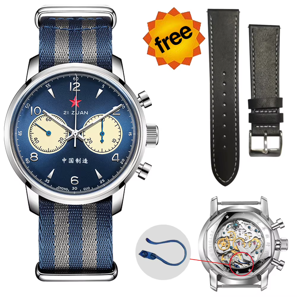 Red Star-Montre-bracelet mécanique à col de cygne pour homme, 42mm, chronographe 1963, mouvement Sea