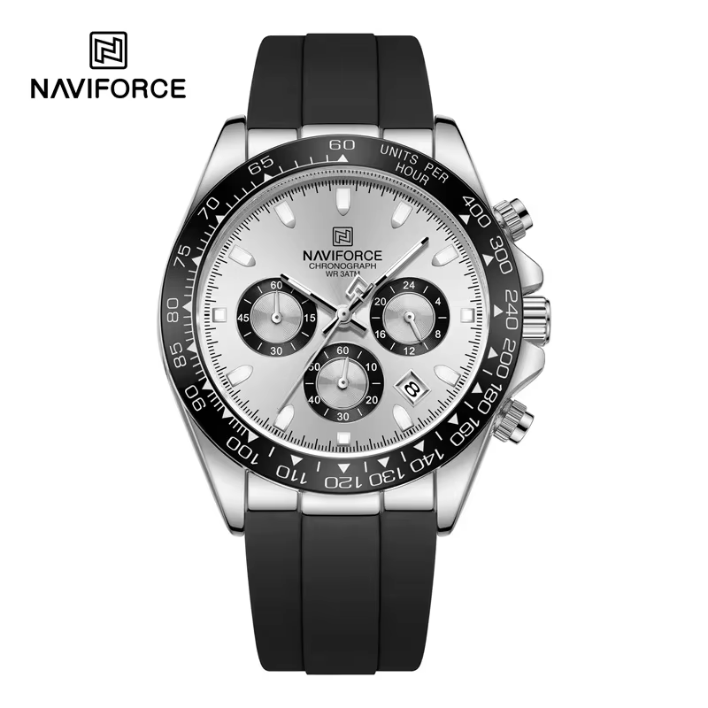 NAVIFORCE montres à la mode pour hommes bracelet en Silicone Sport décontracté chronographe lumineux