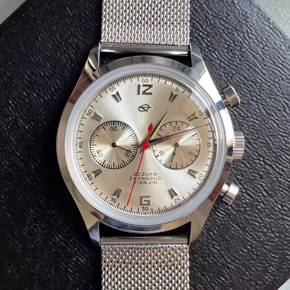 Montres classiques pour hommes, montre pilote Tianjin 1963, 42mm, étanche, rétro, chronographe à qua
