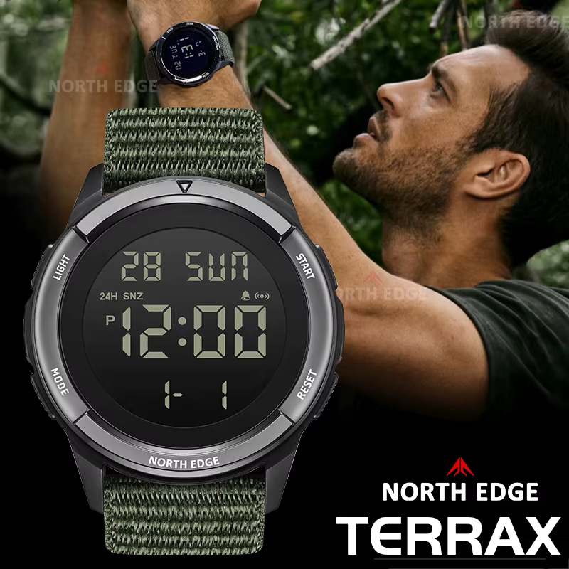 Montres numériques pour hommes NORTH EDGE 2026 TERRAX, sports de plein air, natation, étanches 50 m,
