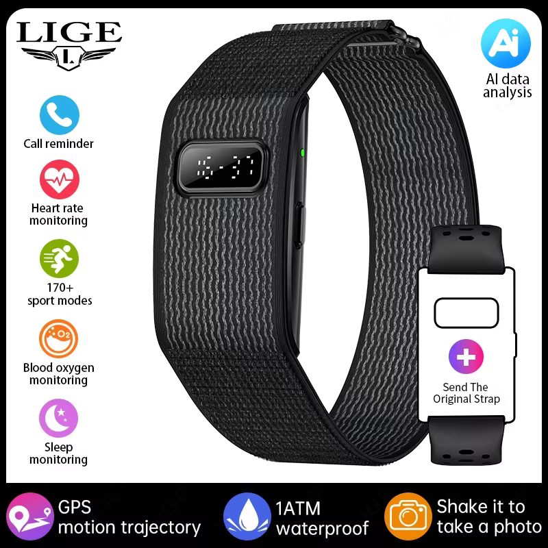 Montre connectée numérique LIGE nouvelle génération avec moniteur de fréquence cardiaque 24h/24, sui