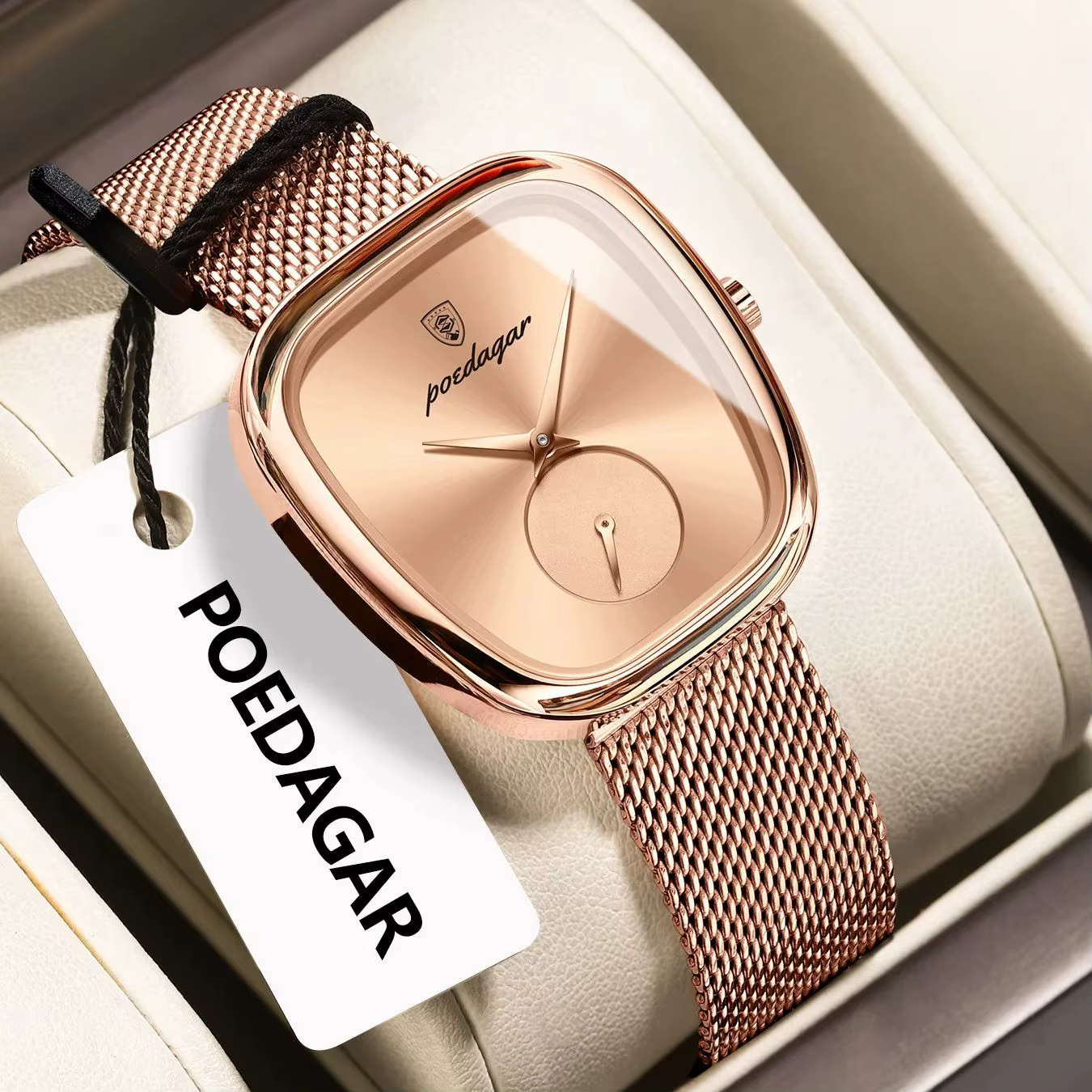 POEDAGAR marque de luxe femme montre étanche en acier inoxydable maille femmes montres mode élégant